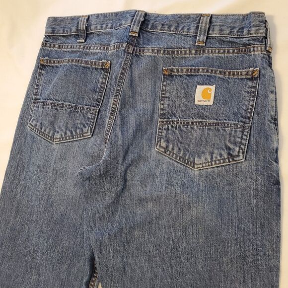 Carhartt Mens Relaxed Fit Jeans 36x30 Medium Blue Denim Workwear Street EUC - Picture 4 of 8